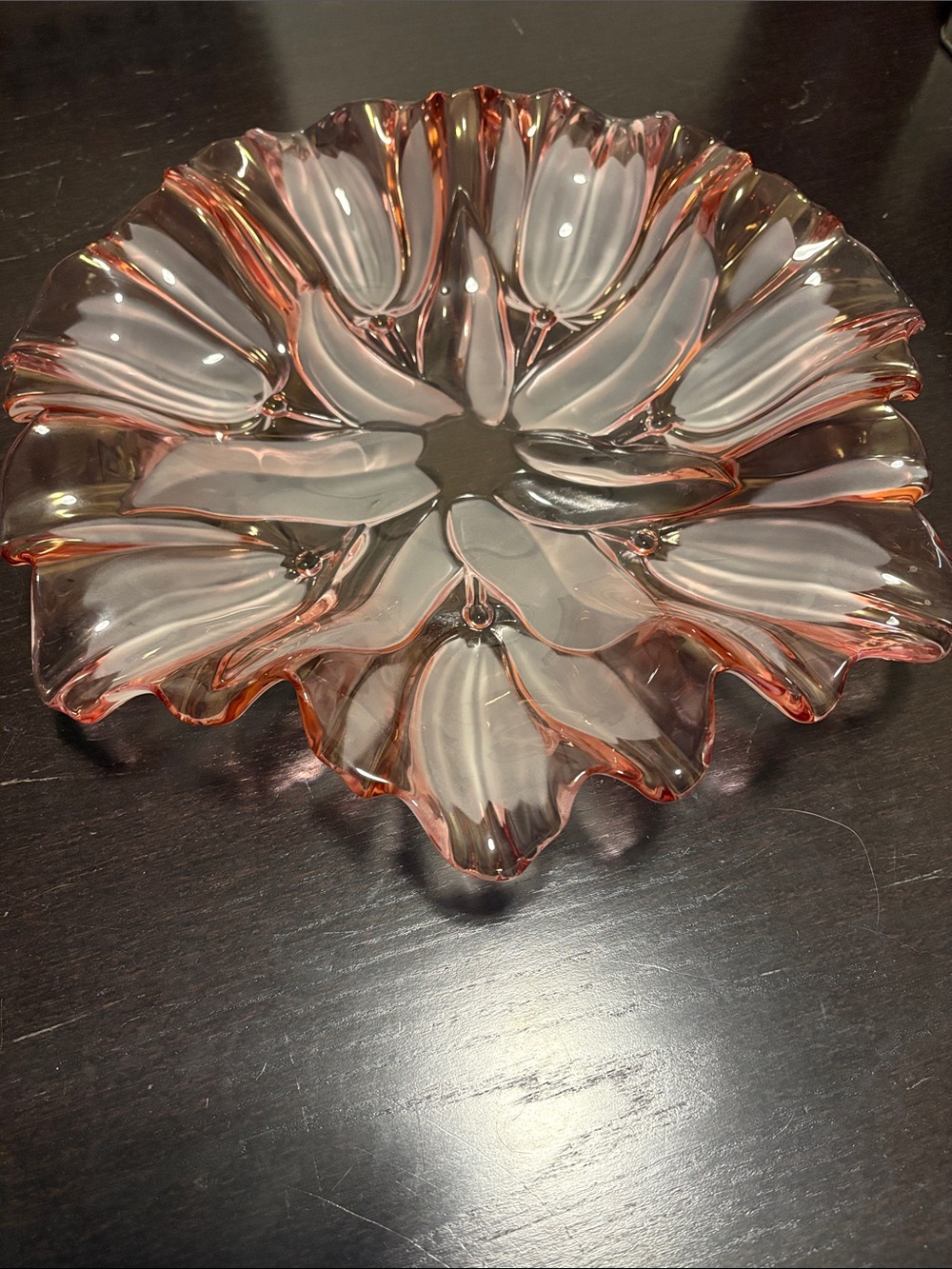 Mikasa vintage Handblown Glass Decorative Flower Bowl in Pink
